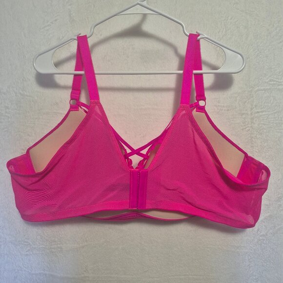 Torrid Hot Pink Lace Bra 50B Strappy Padded Sexy Plus Size Lingerie - Picture 4 of 10